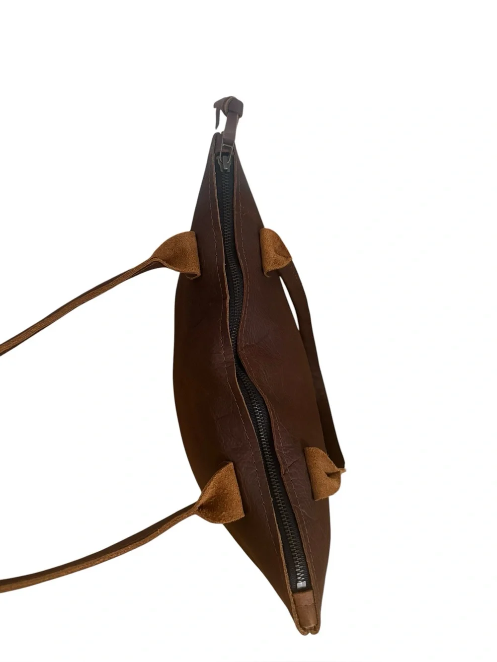 Hawks and Doves SHORT BROWN PORTER Leather Tote in Dark Brown